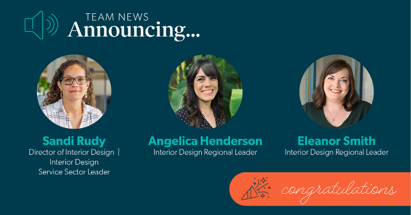 Cushing_Terrell's tweet photo. We’re pleased to announce Associate Sandi Rudy has been promoted as director of Cushing Terrell’s #InteriorDesign group with support from Angelica Henderson and Eleanor Smith who've been named regional leads in Austin. Congrats Sandi, Angelica, and Eleanor! #TeamCushingTerrell