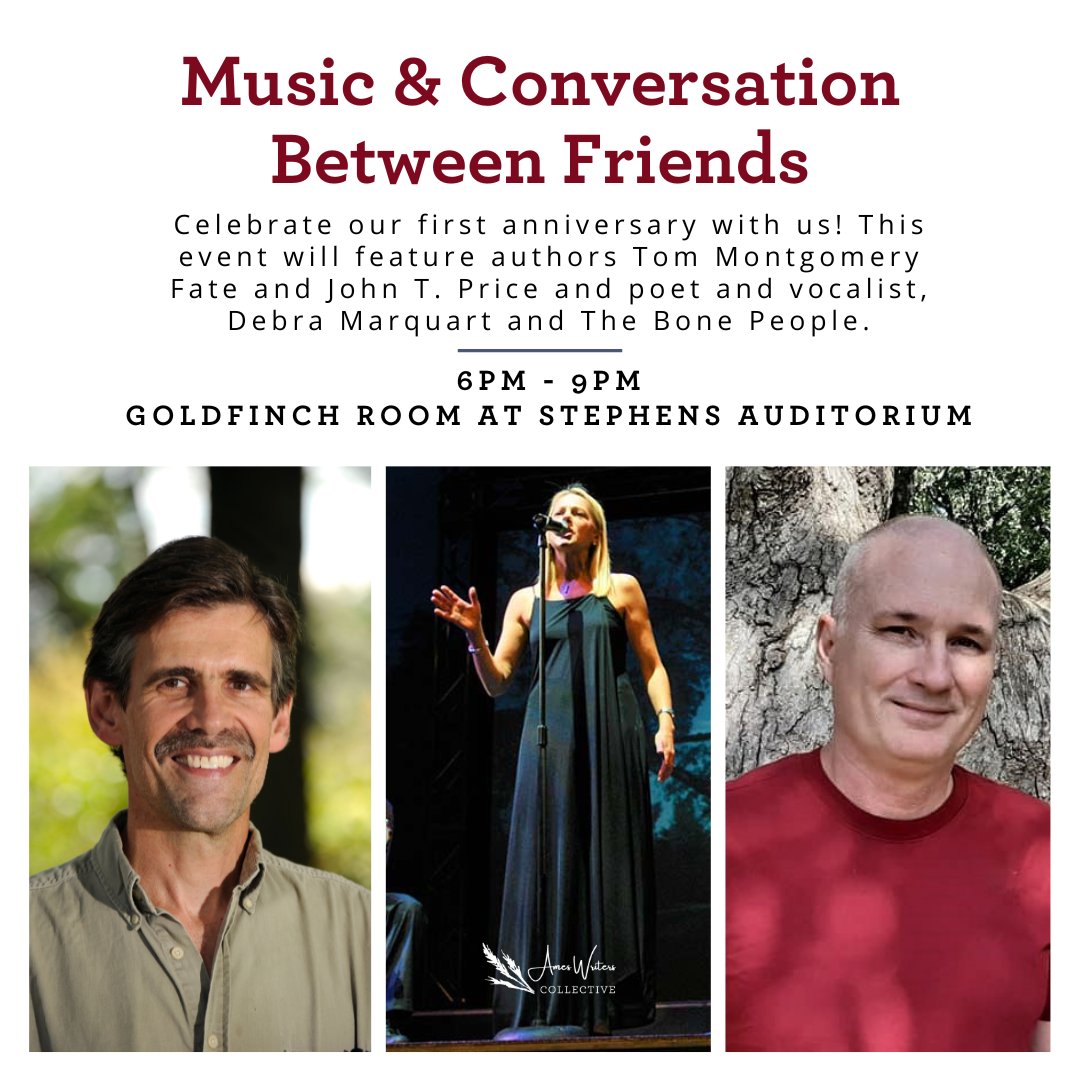 Don't miss the first anniversary celebration for the Ames Writers Collective on Saturday! Tables, half-tables and general admission seats are available at center.iastate.edu/events/ames-wr…
