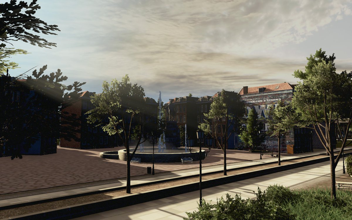 One of the townsqaures in the older part of the city #CitiesSkylines <a href="/ColossalOrder/">Colossal Order</a>