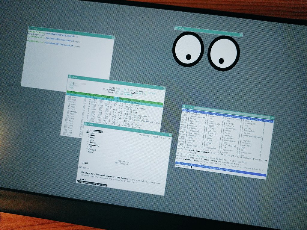 minut_e's tweet image. Xorg desktop works now on Litex/VexRiscV core in MNT Reform Kintex-7 FPGA module! surprisingly usable, incl. internet and USB mouse/keyboard