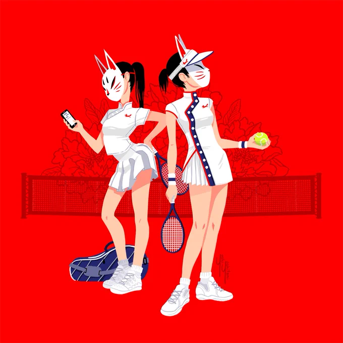 Okay, so these foxes DID come to play...but they also came to slay in their sporty qipao. 