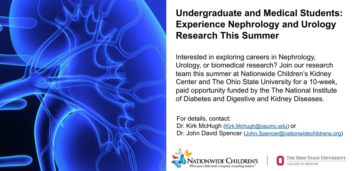 ⭐️⭐️Pleased to announce that <a href="/NCHKidneyCenter/">NCH Kidney Center</a> &amp; <a href="/OhioStateMed/">The Ohio State University College of Medicine</a> is now home to new <a href="/NIH/">NIH</a> &amp; <a href="/NIDDKgov/">NIDDK</a> R25 &amp; T35 supported training programs for undergraduate and medical students ⭐️⭐️
<a href="/AspnResearch/">ASPN Research Committee</a> <a href="/IPNA_PedNeph/">IPNA Ped Nephrology</a> <a href="/ASNKidney/">American Society of Nephrology</a>