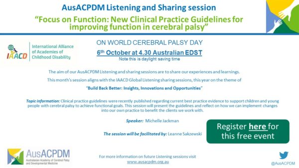Its not too late to register for this weeks Listening and sharing session! Join us to chat about a "Focus on Function". #CerebralPalsy #WorldCPDay https://t.co/0TExgeHegF https://t.co/w5zAIixQJD