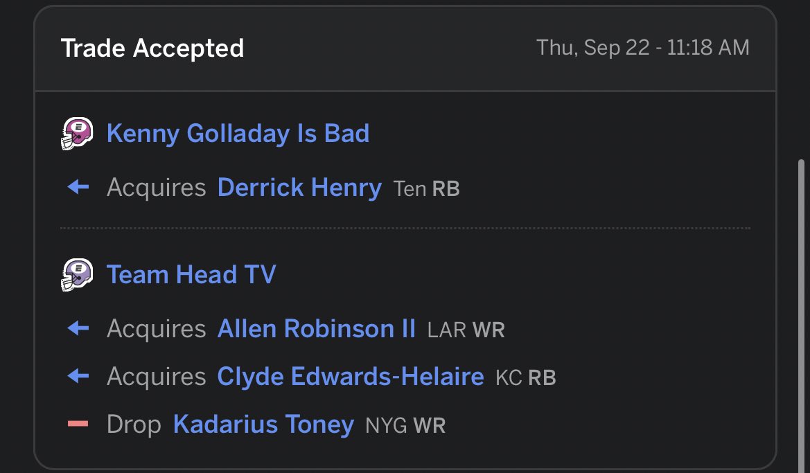 zperbsFS's tweet photo. @JRcommie @MikeClayNFL Somehow turned CEH and the walking corpse of Allen Robinson into King Henry in redraft https://t.co/rUWZFqnkbZ