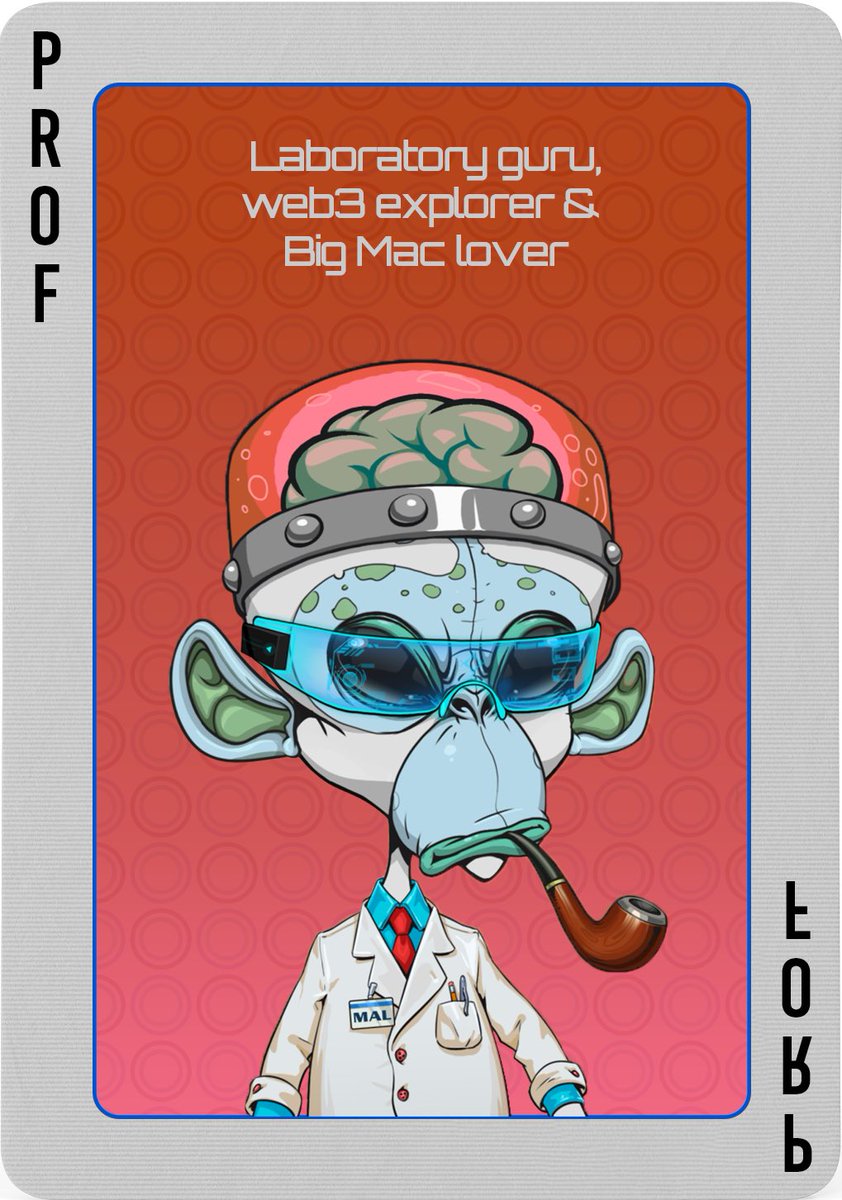 The cards are in the air ♣️

The rules: 

- Collect a full set by following each Team Member
- Retweet the card - there are 12 in total, they must all be on your feed 

When all the cards have been dealt qualifiers will enter a draw for a rare mutant ape 👾

Card 3: <a href="/proff_eth/">professor.eth</a>