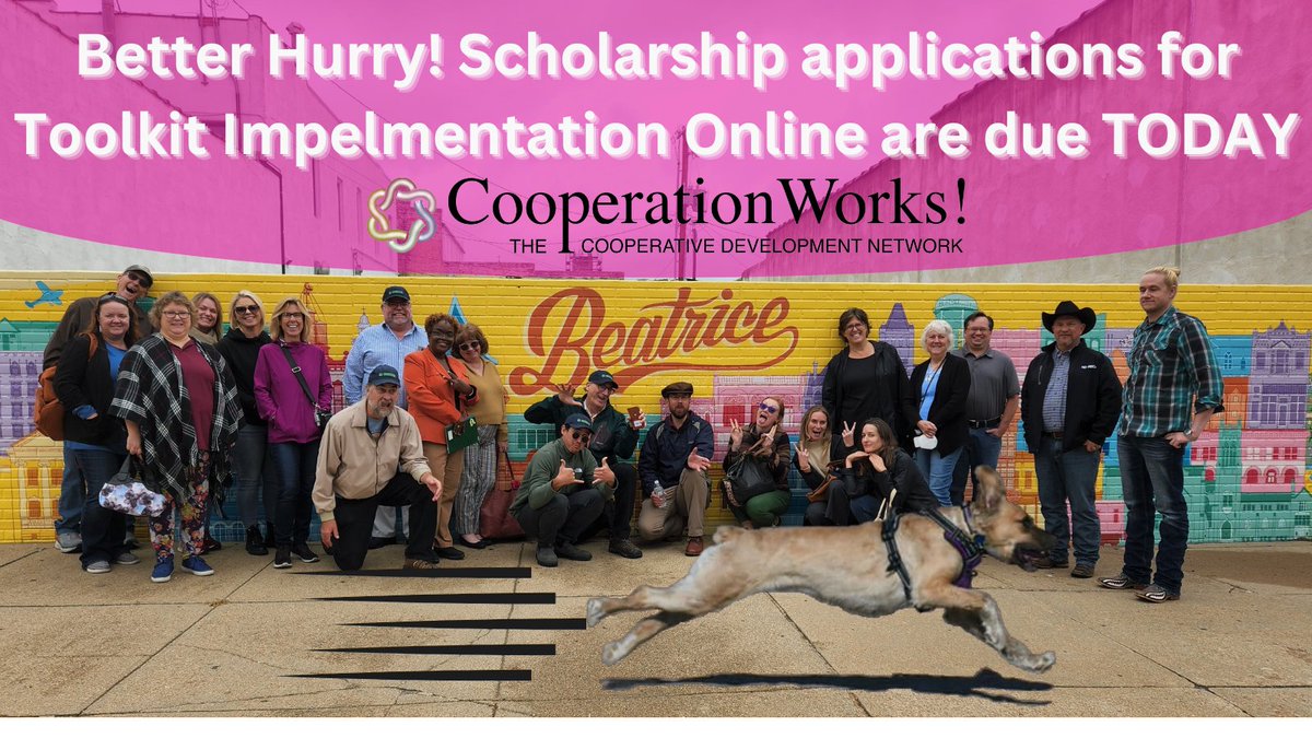 CoopWorks's tweet photo. Scholarship applications for our upcoming Toolkit Implementation Online training are due TODAY! The training runs from Nov. 1st-Dec 1st. Early bird discount ends Monday! Find your application on our website: https://t.co/7DocDsVKRp #coops #coopedu #coopdevelopment #earlybird https://t.co/ACrloyJj1I