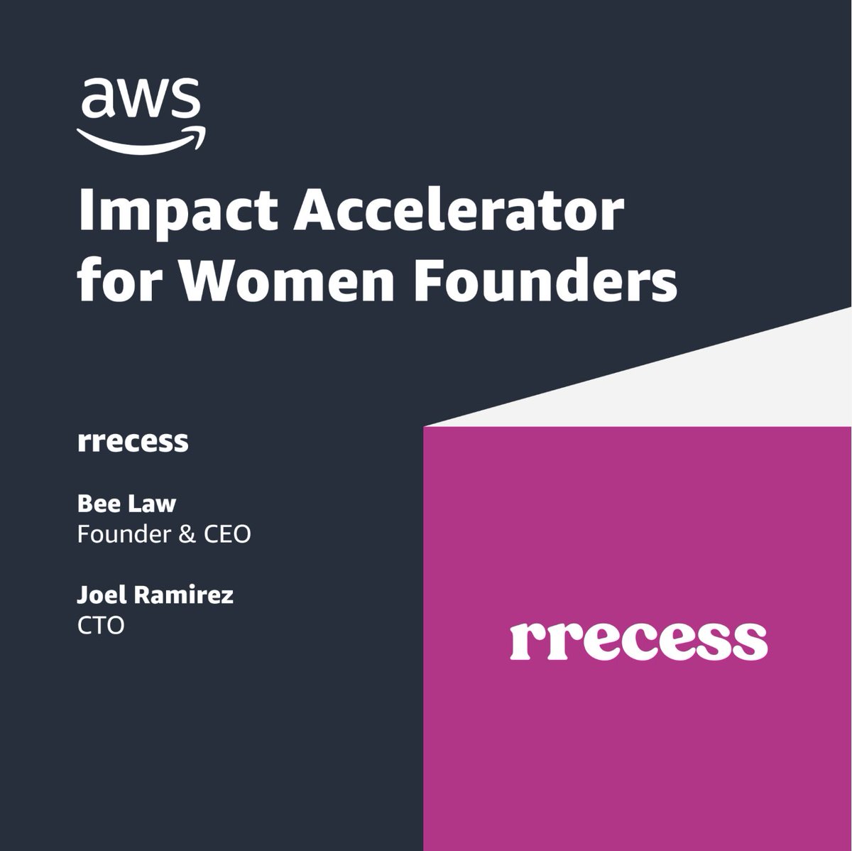 bossassbee_'s tweet photo. Honored that @rrecess_ was selected as 1 of 25 women to participate in the AWS Impact Accelerator for Women Founders ☁️ @joxelvii and I are excited to start this journey with @AWSstartups! 

https://t.co/J7fkCL5j3J https://t.co/DXZLErZGG0
