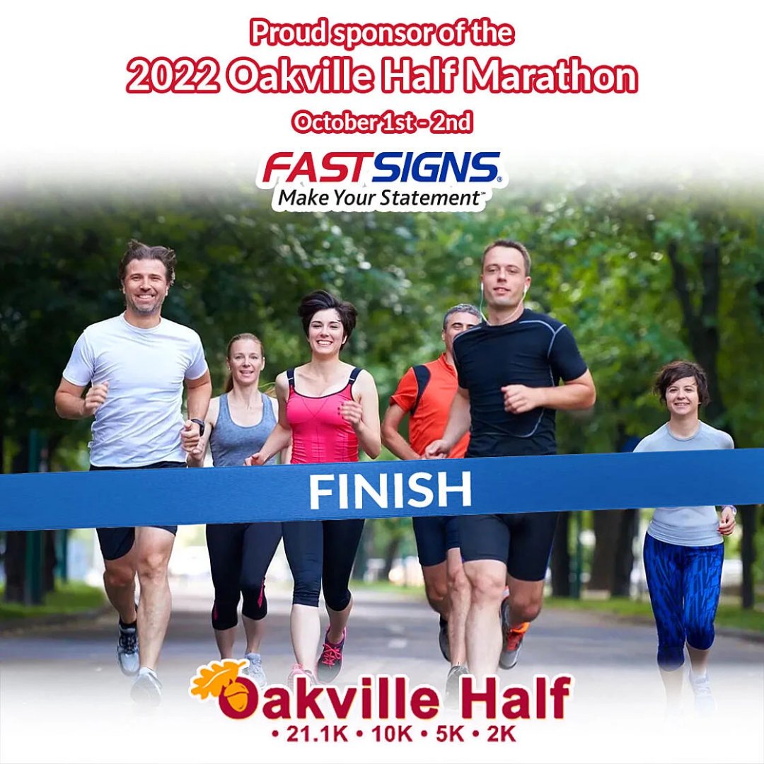 OakvilleHalf's tweet photo. We are happy to announce that @FASTSIGNS is the Official Printing Service of the Oakville Half Marathon! Their support includes the banners at our Start/Finish Line. Check it out on Race Day! 

#OakvilleHalf #oakville #sponsor https://t.co/P8OGDGb5qa
