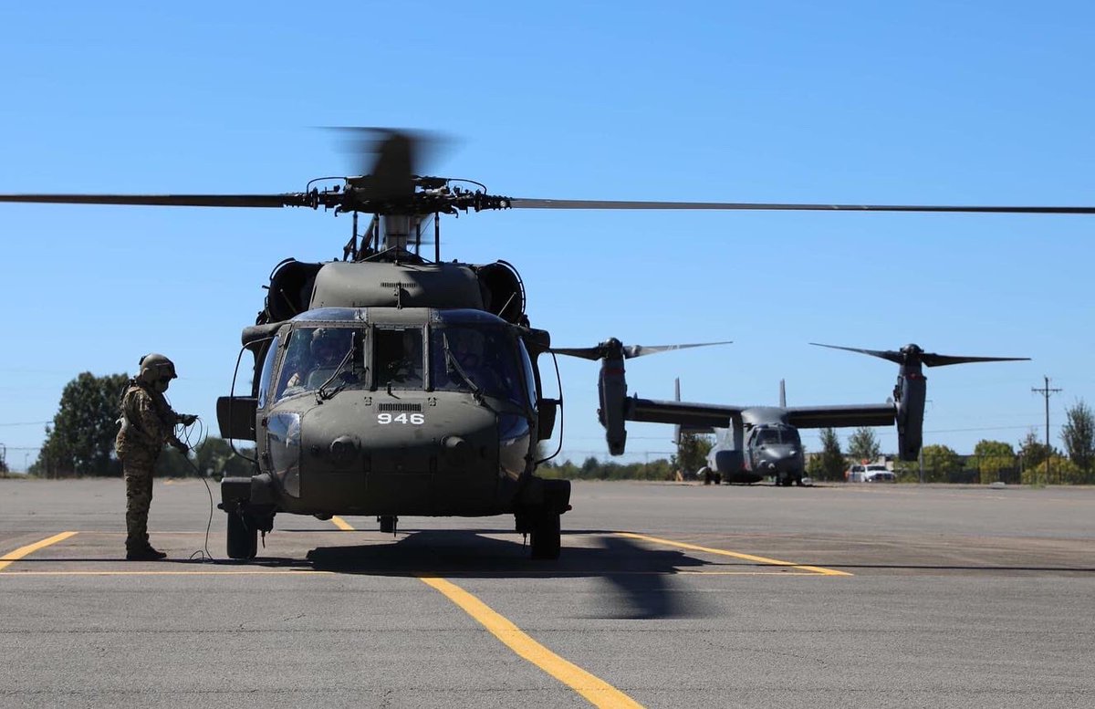 TNMilitaryDept's tweet photo. Three UH-60 Blackhawks and crew departed from Tennessee today to assist the Florida National Guard with hurricane relief operations.

Roughly 1,200 Tenn. Guardsmen will support response and recovery efforts following the impact of Hurricane Ian. https://t.co/zZ6nf8AdyW