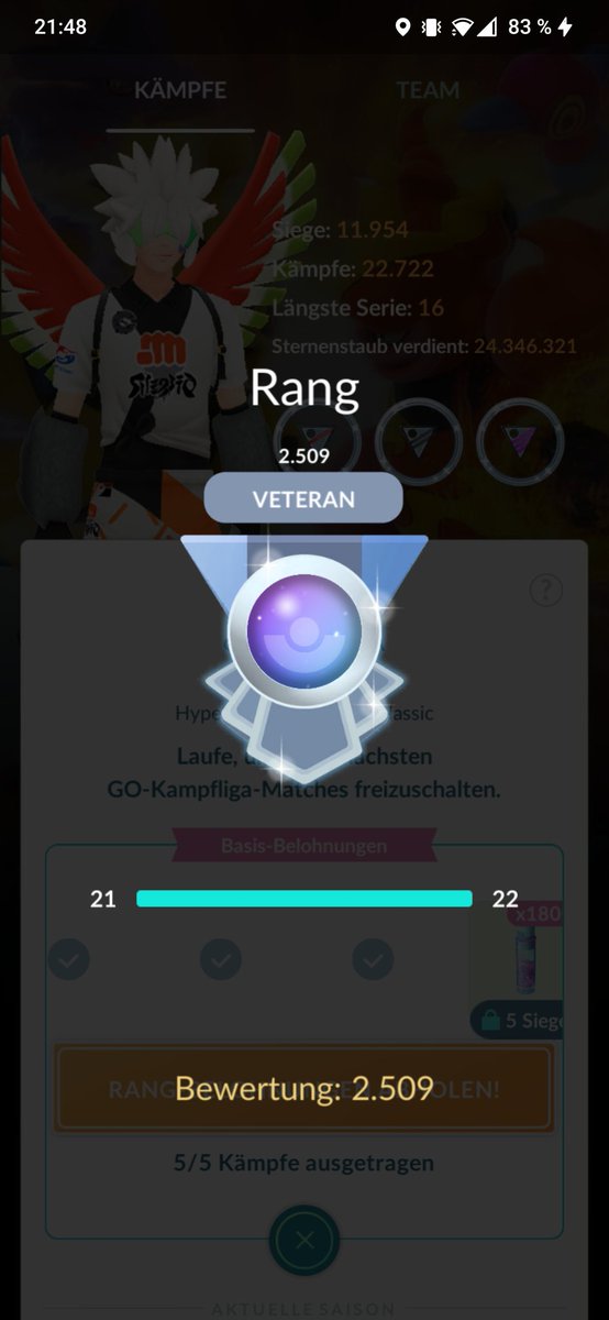 PoGo_DerParsel's tweet photo. With very few battles in the last two weeks I reached Veteran rank today. Open Ultra will always be my favorite league ☺️ https://t.co/wab4da133j