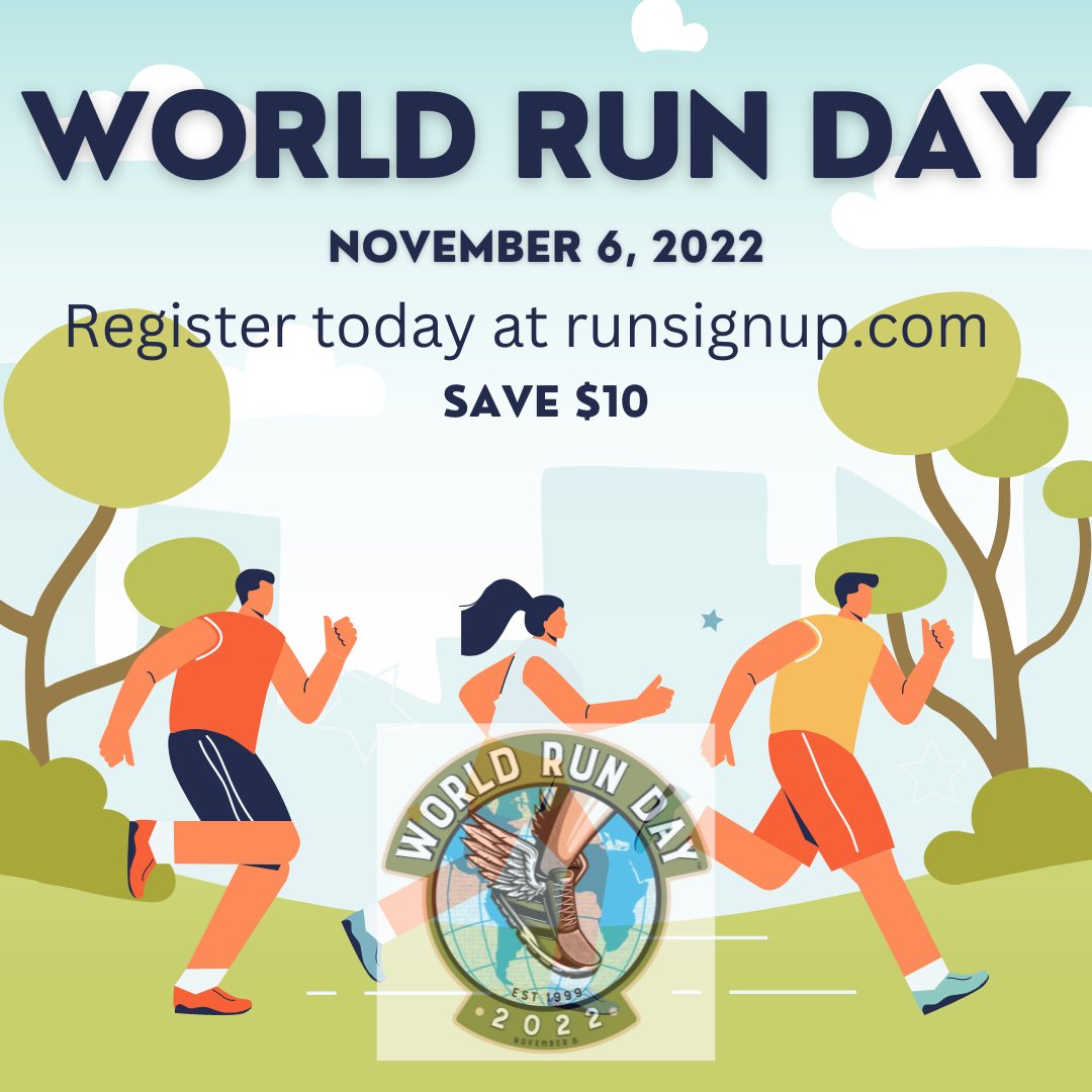 Registration for World Run Day has begun. Save $10 by registering today!