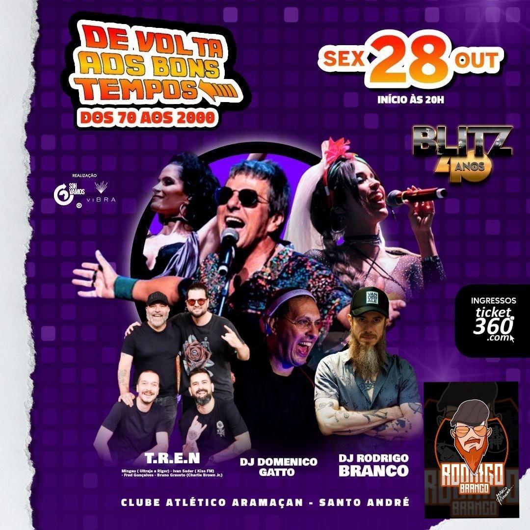 RodBranco's tweet photo. Falta um mês! 28/10 @Aramacan como nos bons tempos dos anos 80/90, a pista vai ferver 🔥💥💃🕺 Garanta seu ingresso a antecipado pela @ticket360 
https://t.co/bqVtCddvld https://t.co/1SLiv7sOWR