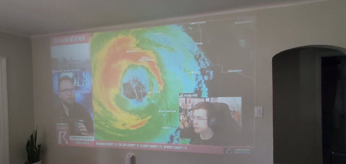 TheRealJVasquez's tweet photo. Outdoor projector safely inside. keeping tabs on #hurricaneian thanks to @BenNollWeather #HurricaneIanupdate https://t.co/cEb2oFX0xM