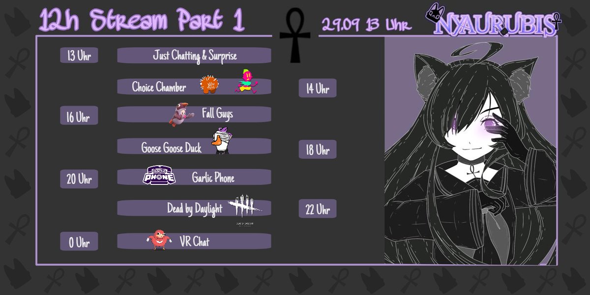 Nyaurubis's tweet photo. Wieso nicht einfach 2x 12h Streams? Direkt morgen!
Spielt mit und lass gemeinsam Spaß haben, ich freue mich schon auf euch nyaaa 💜
#NyauLive #Commnyanitty #GERVtuber #Vtuber #VTuberUprising #TwitchDE https://t.co/gXNWpKKUO7