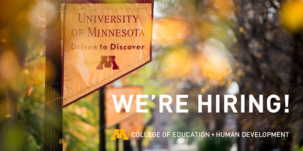 Did you know there are 10 open faculty positions at CEHD? We're looking for a diverse cohort of leaders committed to CEHDs mission of improving lives. Apply to join us, or please share the positions with your networks!
Learn more here: loom.ly/UI4sAQI
<a href="/UMN_Jobs/">UMN Jobs</a>