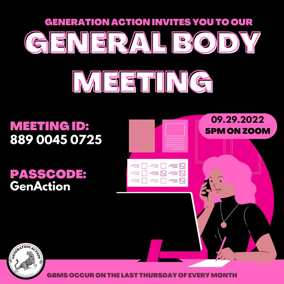 genactionHU's tweet photo. Join us tomorrow evening at 5pm for our first general body meeting of the semester! In our meeting we will discuss our upcoming events for the semester and talk about upcoming opportunities for general body members. Let’s become better advocates on our campus. See you there! 🖤💕 https://t.co/s2Rmrc4n0R