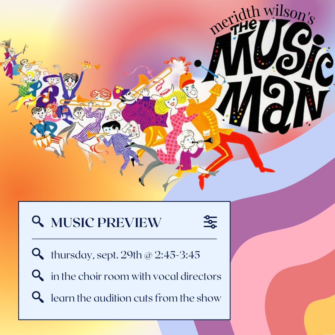 don’t forget about our music preview thursday after school for the music man!! we can’t wait to see you there!🎺🥁
#troupe3604 #mckinneytheatre