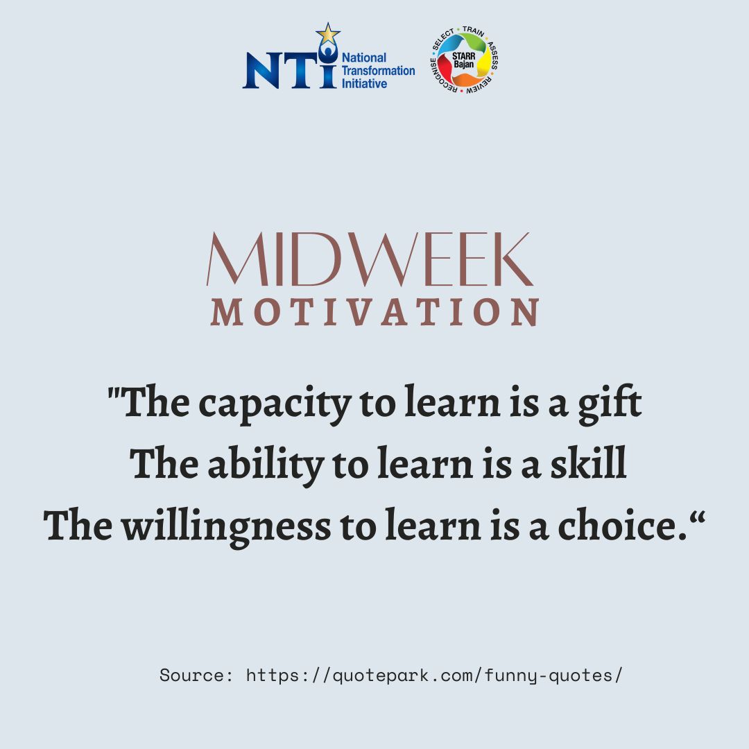 NTIStarrBajan's tweet photo. Your ability to be the best STARRBajan is affected only by your willingness to be one. Choose to be the success you seek and you will make it. #NTI #midweekmotivation #ImprovingYourSkills #ImprovingYourLife #Neverstoplearning @AllysonLeacock @SKuumba @EmpressZingha @AkhnatenB https://t.co/vNyeGpd2xG