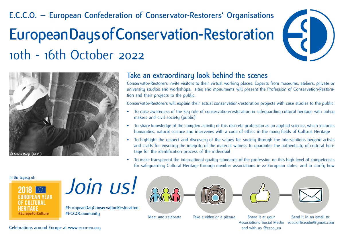 CroConservation's tweet image. #EuropeanDayConservationRestoration
#ECCOCommunity 
#HrvatskoRestauratorskoDruštvo