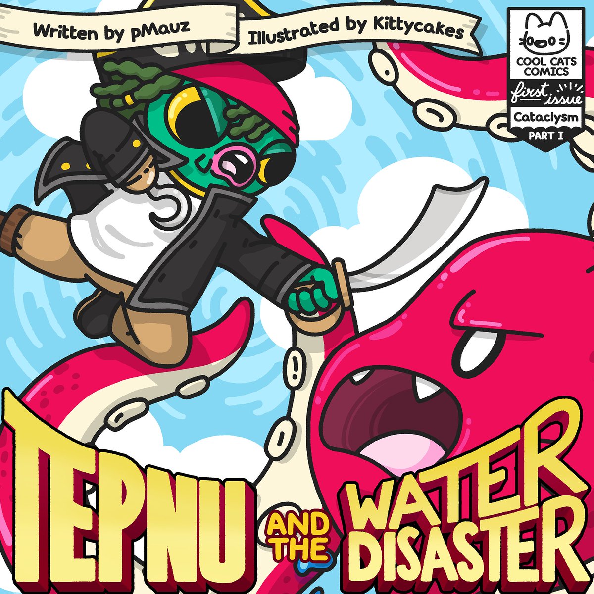 tccrypto's tweet photo. @ThGoodKnight Minted 1 and picked up the other 3 cover designs of the The CATaclysm: Tepnu and the Water Disaster. @coolcatsnft #coolcats #coolcomic #cataclysm #WLTC https://t.co/zdUp0Rpxc6