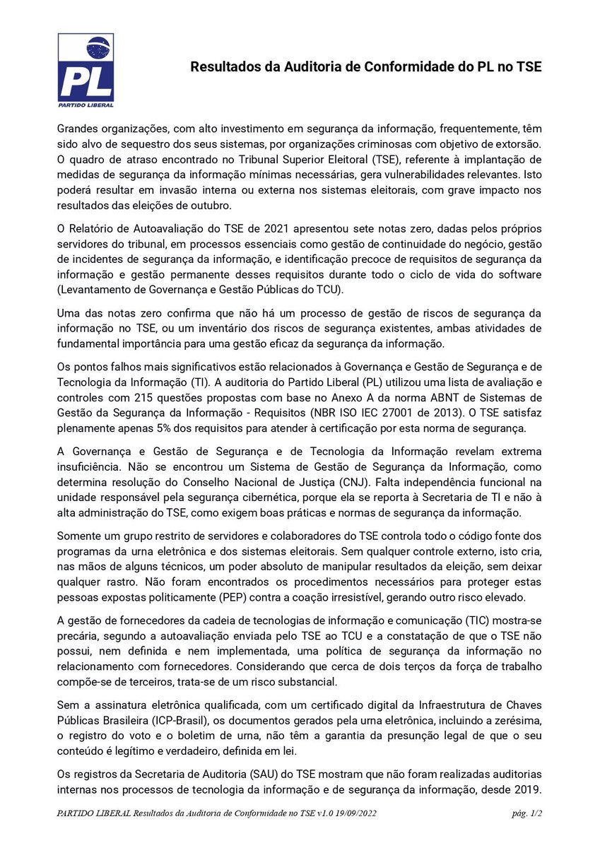 flferronato's tweet photo. Resultado da auditoria do PL https://t.co/jEqaay6tQg