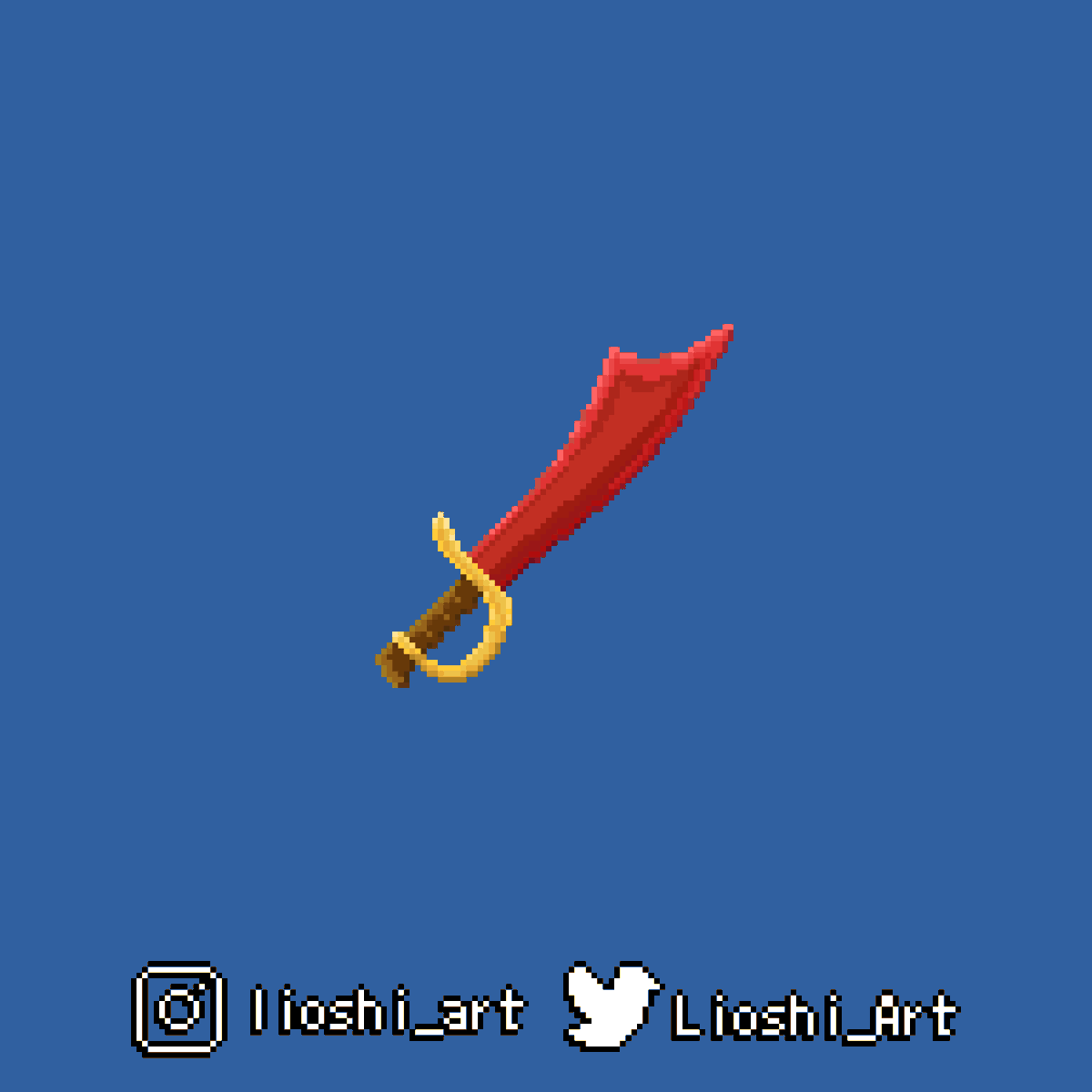 Lioshi_Artz's tweet photo. #swordtember2022 day 28: Asymmetrical!
.
.
.
.
.
#sword #asymmetrical #pirate #PirateSword #RedBlade #SeptemberChallenge #pixelart #art #drawing #aseprite https://t.co/jEPfizZ3En