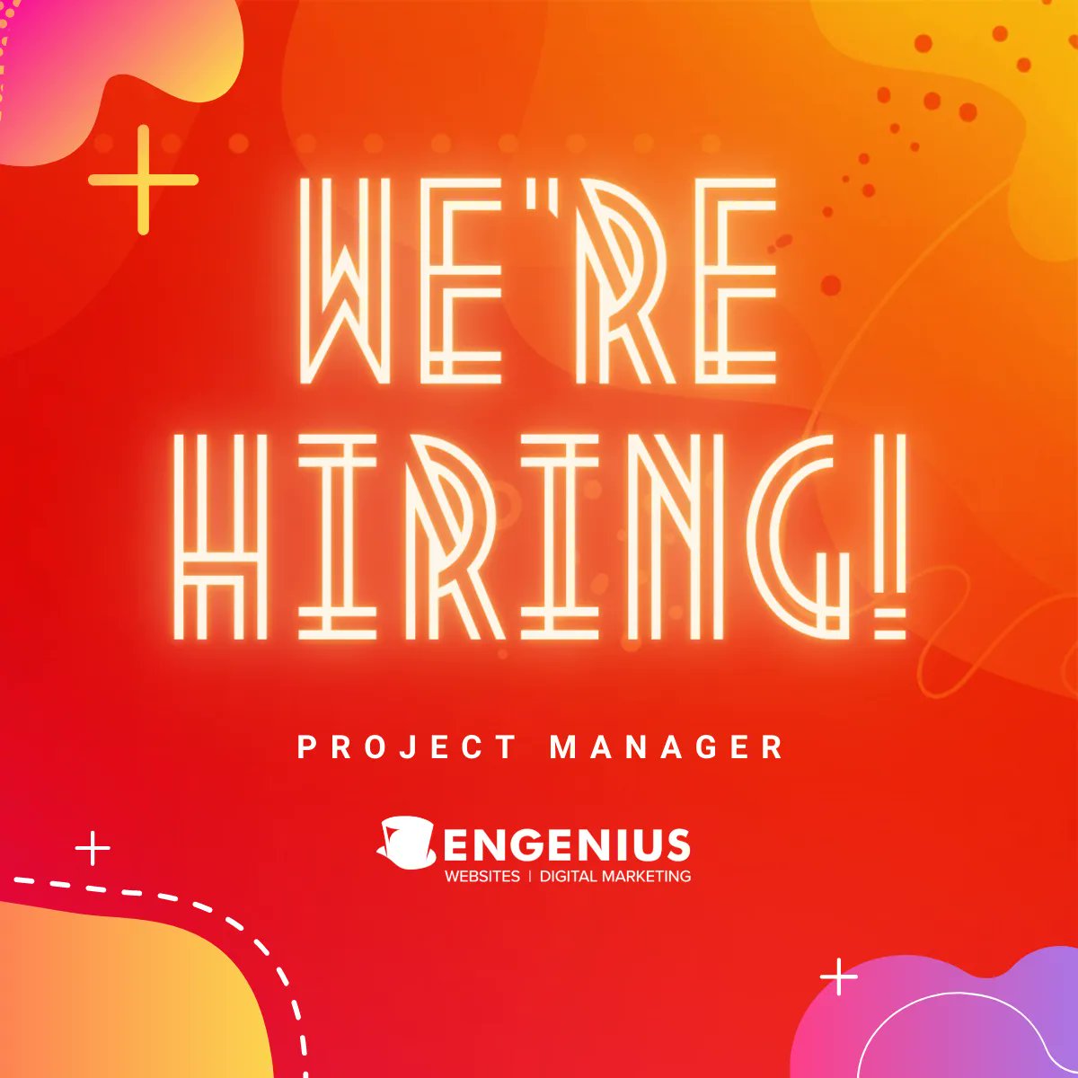 Engenius is hiring a full-time Project Manager to act as a liaison between our incredible clients and our awesome production team.  

To learn more and to apply check out the link here: buff.ly/3dUcaKY