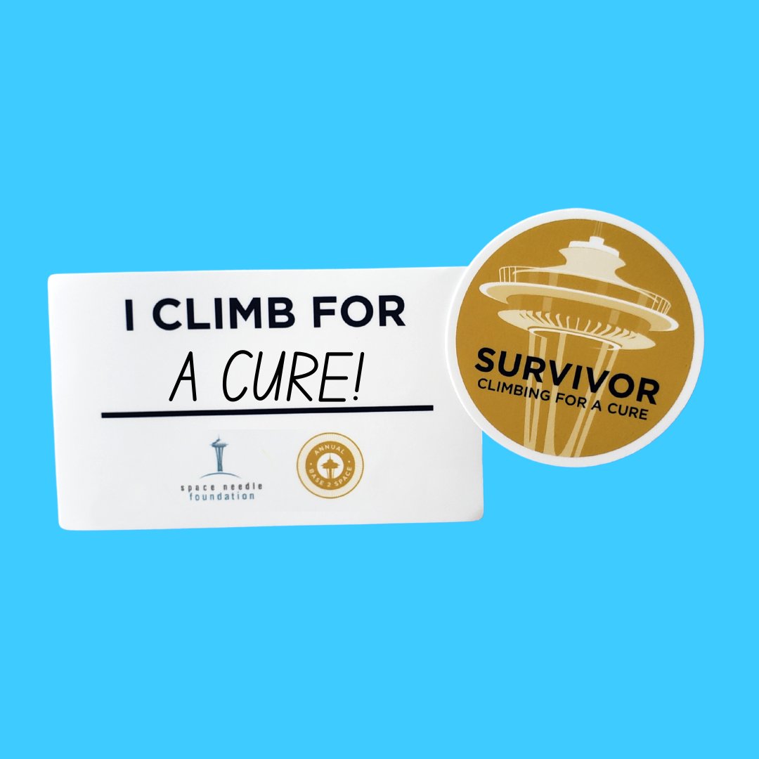 Base2Space's tweet photo. Pick up these stickers at the registration tent to honor a loved one or yourself while you climb. 💛 Who do you climb for? Let us know as we start the countdown to Sunday! #Base2Space2022 https://t.co/nH6pNSOb29