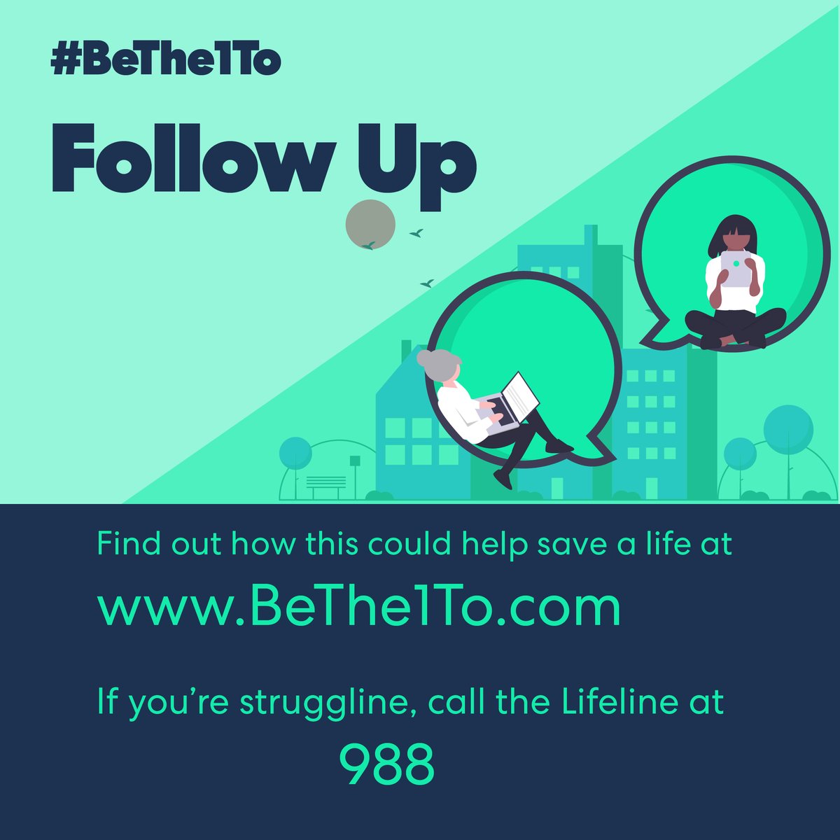 If someone you know tells you they’ve been thinking about suicide, don’t forget to take the last step and #BeThe1To FOLLOW UP with them. It can make all the difference. #FOLLOWUP #SPM22 #BeThere #ArtHeals