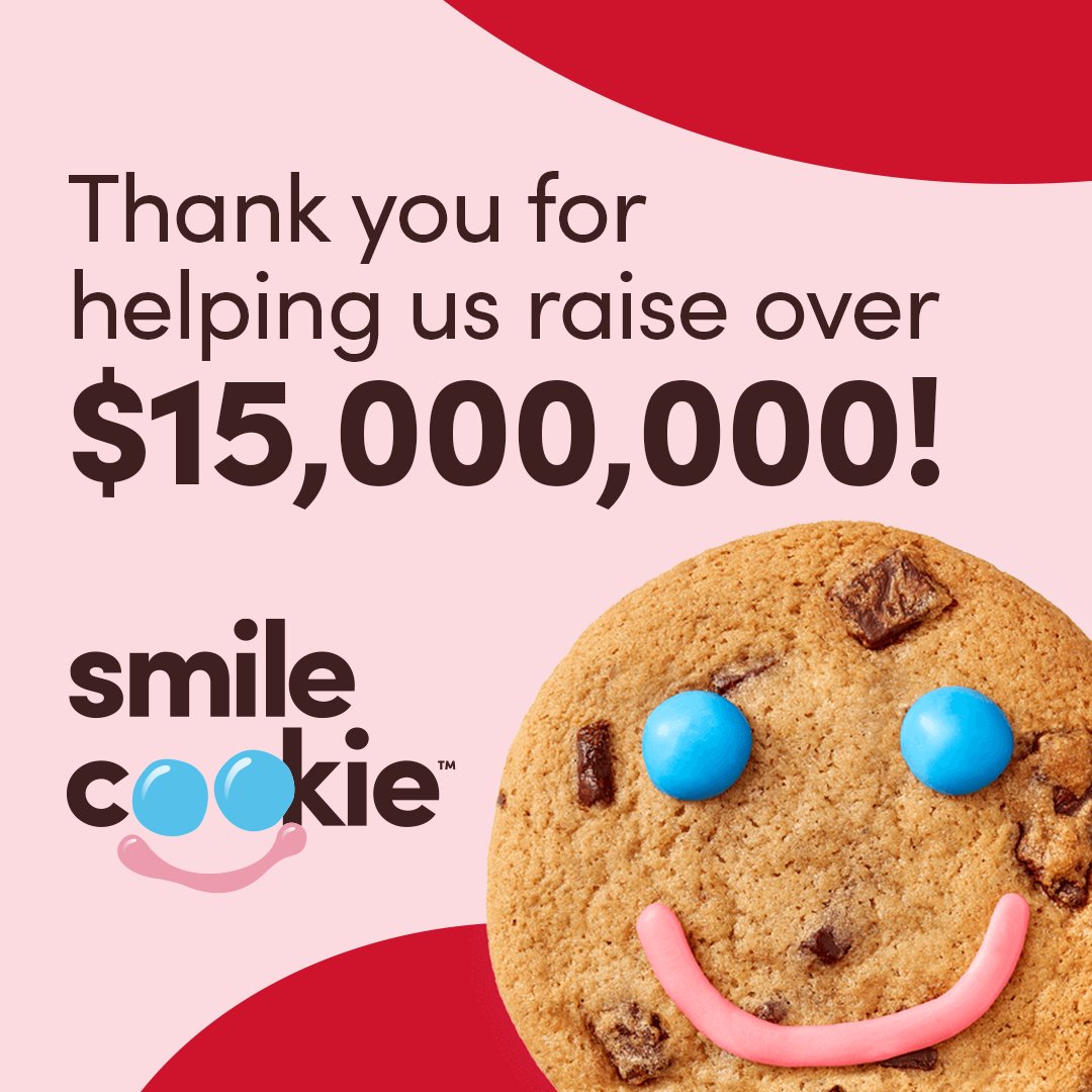 TimHortons's tweet photo. Thank you, Canada! Together, we raised over $15M and brought countless smiles to over 900 neighbourhoods and 600 local charities and community groups across the country. Plus, we all got to eat cookies all week. 😉🍪 #SmileCookie https://t.co/2n1DC2iuGN