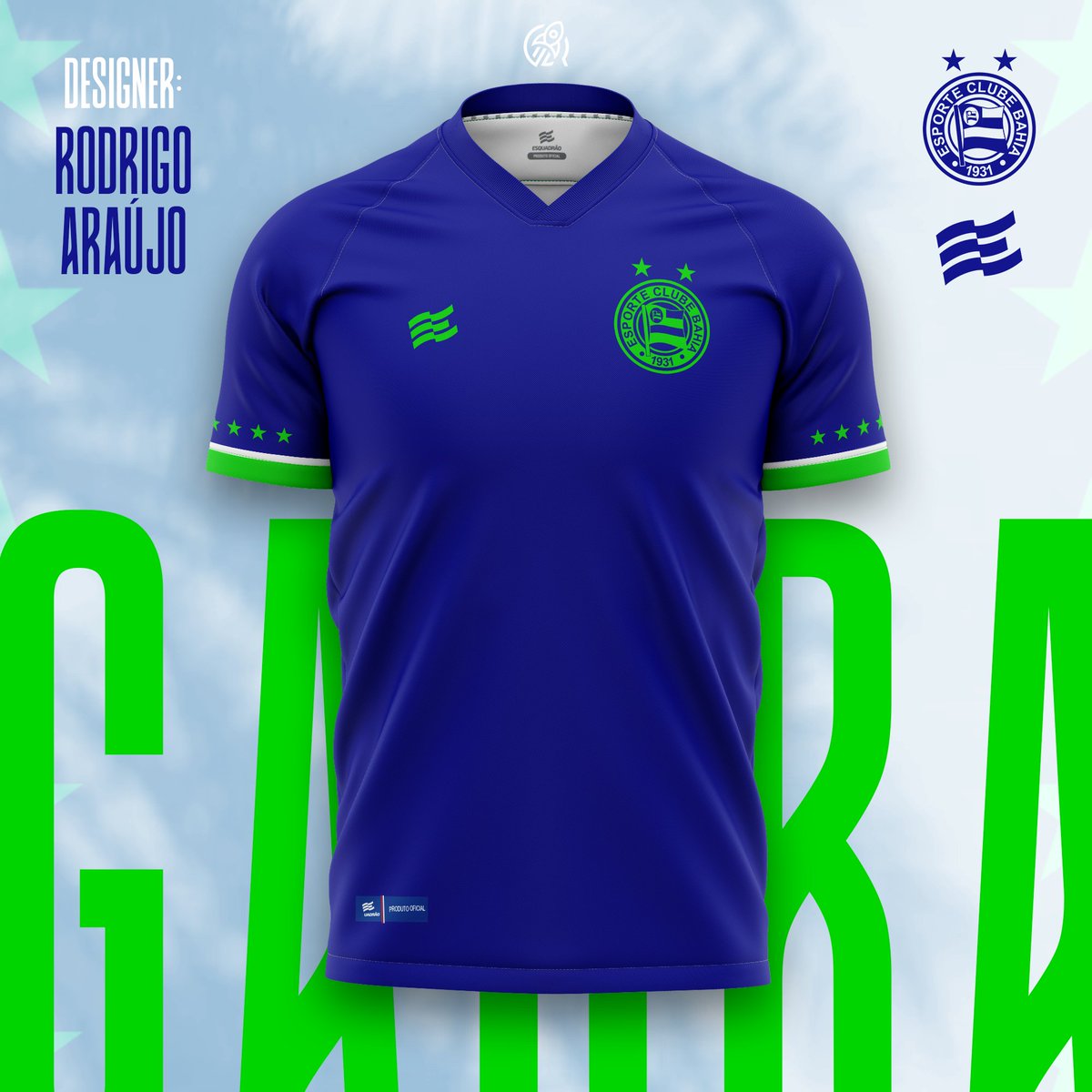 dygoecb's tweet photo. Garra Tricolor 🟢🔵⚪️
Design temático de camisa do Bahia em homenagem à seleção brasileira para a Copa do Mundo 2022.
Foi inspirada no uniforme 2 da seleção, e as mangas levam as 5 estrelas de pentacampeão mundial.
Comprariam? #Hexabilidade https://t.co/88COGQ8E6M