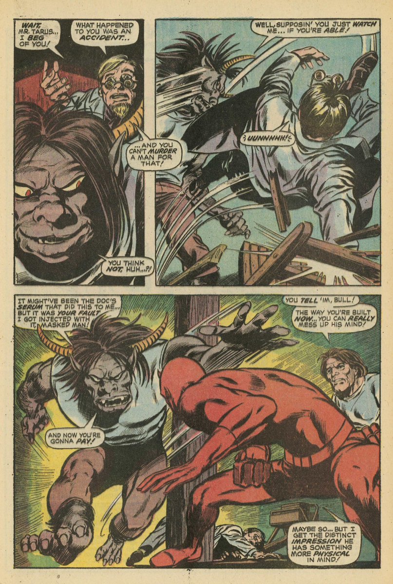 MaximilanMarvel's tweet photo. Man-Bull is the aptly-named William Taurens, first appearing in Daredevil #78 (1971) by Gerry Conway & Gene Colan. Born in Camden, NJ, he was transformed into a raging man-bull through the experiments of his employer.
#ManBull
#SheHulk
#SheHulkAttorneyAtLaw https://t.co/mZJHzKb8cp