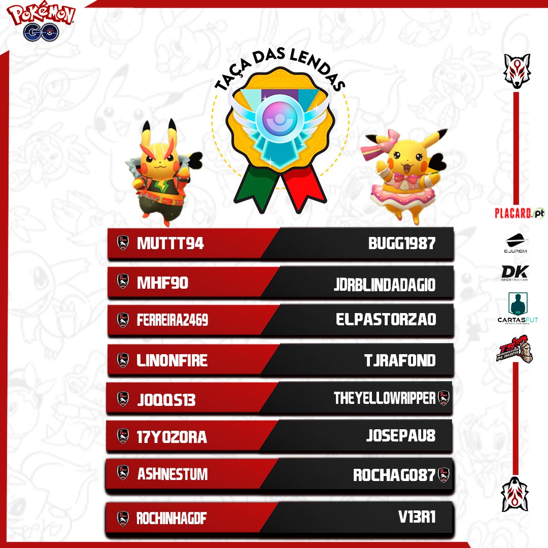 Primeira ronda da Taça das Lendas! 

Boa sorte a todos! 🔥🦊

<a href="/kitsuneegame/">Kitsune e-Game</a>