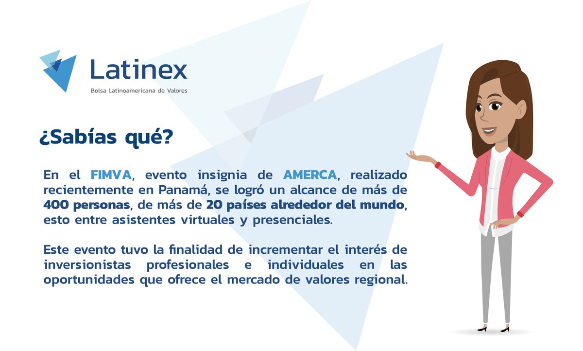LatinexBolsa's tweet photo. Nuestra especialista #Tesi comparte con ustedes datos relacionados al FIMVA 2022, evento anual organizado por AMERCA.

¡No te pierdas ninguno!

#BolsaDeValores #FIMVA #AMERCA https://t.co/Z5Vh4NqlI4