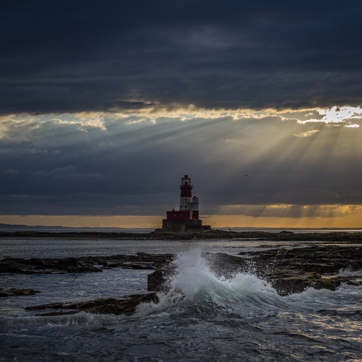 WildNland's tweet image. Sunset on the Longstone - part of the Farne Islands.
