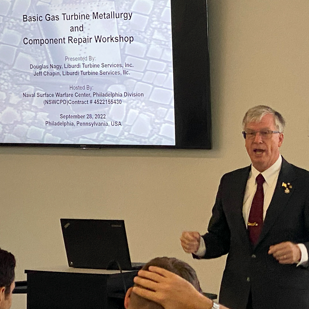 LiburdiGroup's tweet photo. Liburdi Turbine Services Douglas Nagy and Jeffrey Chapin are on-site at PennState at the Navy Yard in Philidelphia this week. They're hosting an 8-hour workshop on Gas Turbine Metallurgy and Repair Technologies for nearly 30 US Navy Engineers. https://t.co/035KXWJXHS