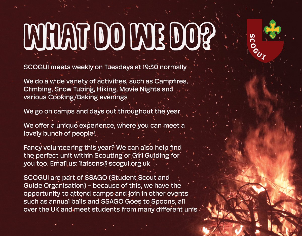 SCOGUI's tweet image. It’s hard to summarise what SCOGUI gets up to throughout the year, but here is a quick overview. We’ll be at the freshers bazaar this Sunday, come and visit us, or get in touch to find out more!