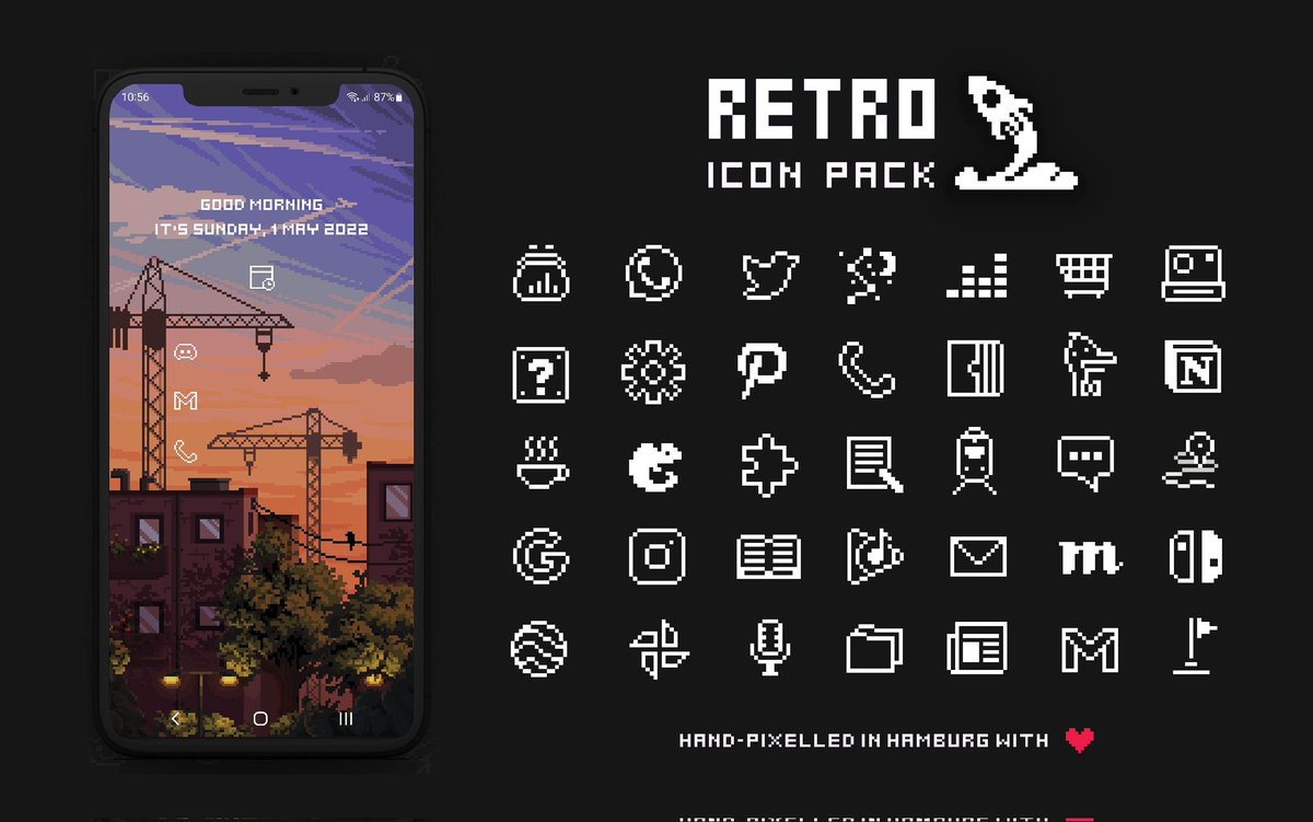 moertel's tweet image. My Android icon pack &quot;Retro Mode&quot; just got an update with 170 new icons bringing it to a total 1200 pixel icons 💪 moertel.app