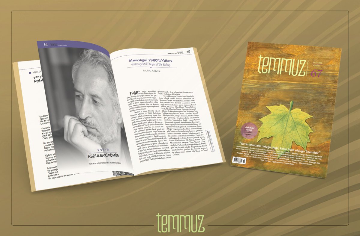AslanAliMehmet's tweet photo. Temmuz dergisinin son sayısında Abdülbaki Kömür ve sanat hayatı üzerine editörlüğünü üstlendiğim bir dosyaya kıymetli katkılar oldu. Kendisiyle de uzun bir sohbetimiz var. İlgilisine duyurmuş olalım. https://t.co/tJHMOWAbII