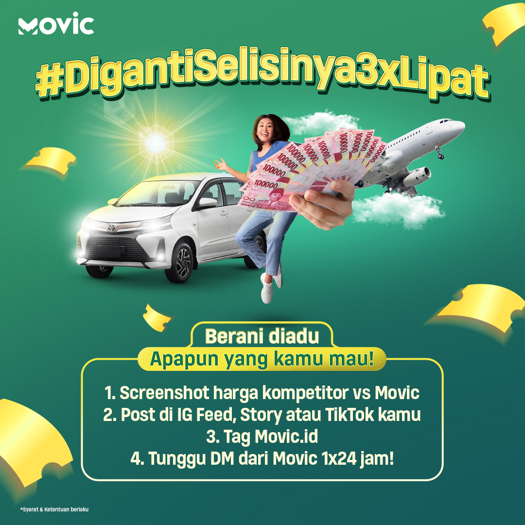 movic_id's tweet photo. Pengumuman pengumuman, kalau ada yang lebih murah dari Airport Transfernya Movic, Movic ganti selisihnya 3x lipat max 50rb tanpa syarat lain!

Jadi, jangan lupa untuk selalu pake Airport Transfer dari Movic untuk bepergian dari dan ke bandara ya.
Karena jaminan paling murah deh! https://t.co/2QnuEm2evW
