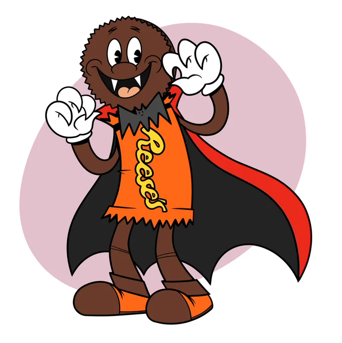 very very fast drawing of halloween reese's... reese? idk enough about hersheypark to say for sure 
