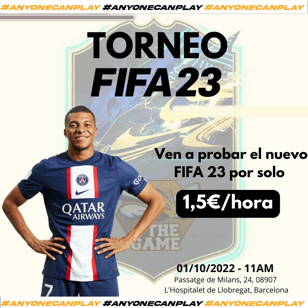 Por fin llega‼️

En Bthegame podrás disfrutar del nuevo #FIFA23 a partir del 29/09 en nuestro gaming center

Además lo estrenamos con torneo 💥

+Info/incripciones⬇️
docs.google.com/forms/d/e/1FAI…