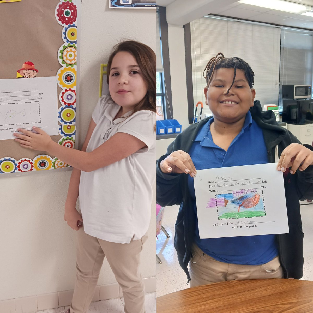 CounselorWMS2's tweet photo. Scholars in Ms Elysa's class enjoyed swimming along with the pout-pout fish as he discovered that being glum and spreading "dreary wearies" isn't really his destiny! One kind friend changed his pout to a smile! #classguidancelessons @cochran_school https://t.co/MyaVkU3P0v