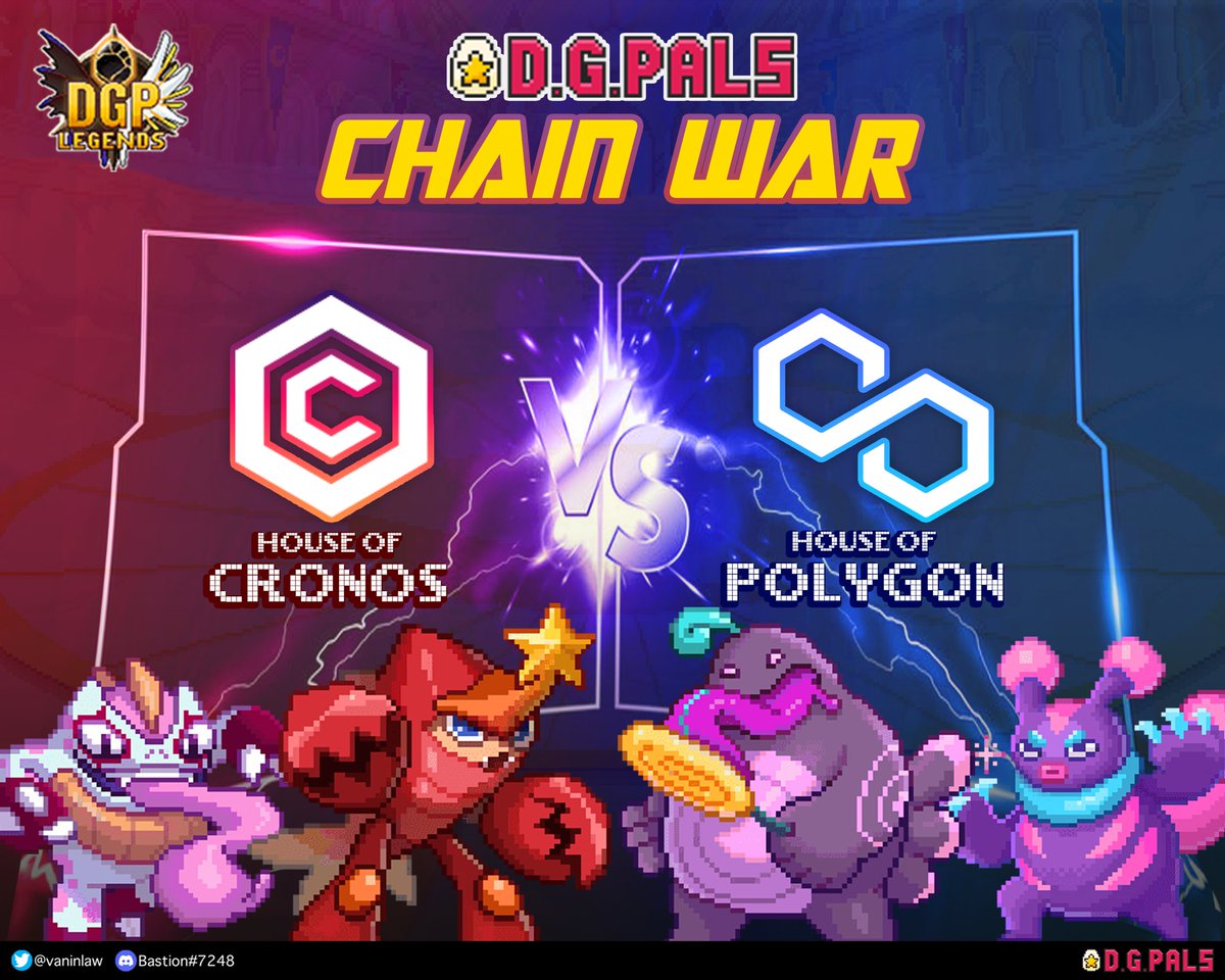 vaninlaw's tweet photo. Chain war in D.G.P Legends has just begun! 🔥

Who do you think will dominate the Arena of Legends? House of Cronos or House of Polygon? ⚔️💪🏼

..and guess what House is joining next? 😏🤫

@officialdgpals #gamefi #web3 #CronosChain #polygon #crosschain #Interoperability #nft #p2e https://t.co/bqcFogK42b