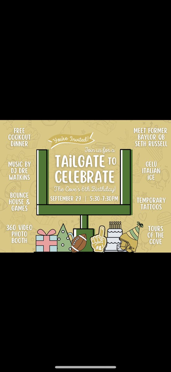 S_Russell17's tweet photo. Are you going to be in Waco tomorrow evening, Thursday the 29th!? If so, come see me while we support @CoveWaco celebrating their 6th year here in Waco! You may even get an autograph from a former Baylor Legend!
Address: 524 w Waco drive, Waco tx 76701 https://t.co/cnD3Jty267