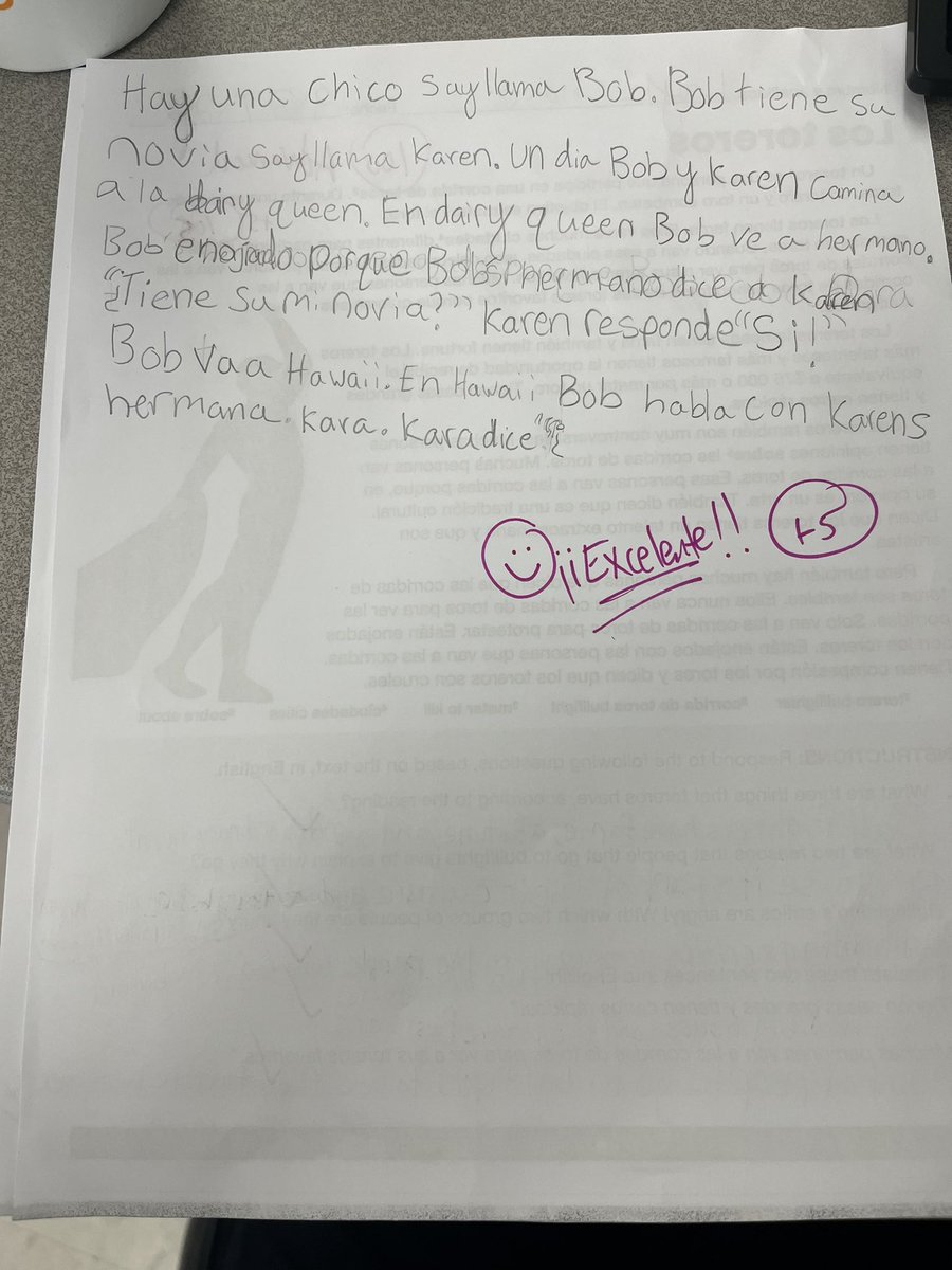 Zack_DOrsi's tweet photo. Some incredible examples of 6th grade free writes given a limited prompt. I’m blown away at these kids’ creativity, perseverance, and willingness to take risks in the target language! #SomosEscritorxs #LearnWithAhern @AhernMiddle https://t.co/xfXSjCMW7J