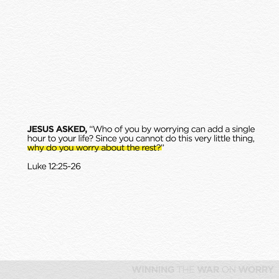 Worry keeps you up at night. It convinces you that if you work at it, you can solve every problem. But in the end, peace comes by admitting that you are not God. Therefore, you are not in charge. You are not in control. You are simply a part of God’s plan. So trust and obey.