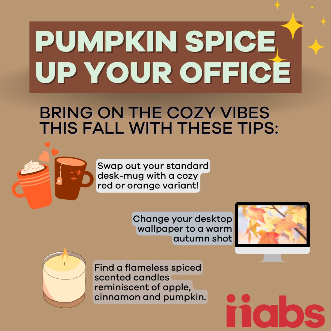 Spice up your office, and welcome in the new season. Seasonality and warmth in your workspace can help make every day feel fresh and new - Get some autumnal inspiration 🍁 ✨

#autumn #mentalhealth #workspace #officetips #workspacetips #nabs #officevibes #cozyvibes #fall #warmth