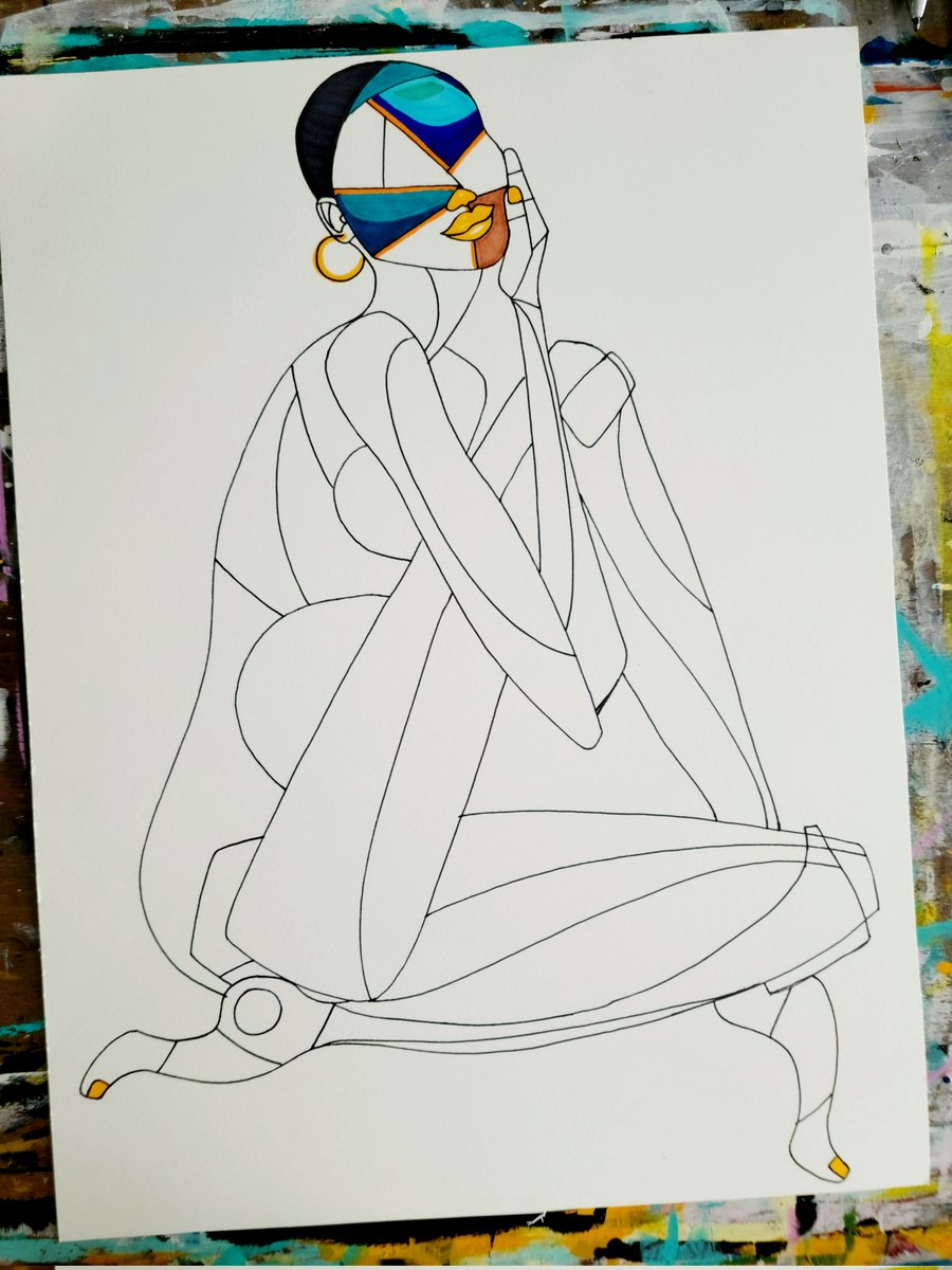 The current situation happening in the JS art studio. Working on this gorgeous 1/1 queen dropping on <a href="/KnownOrigin_io/">KnownOrigin.io</a>🌊💙#nftdrop #africanart