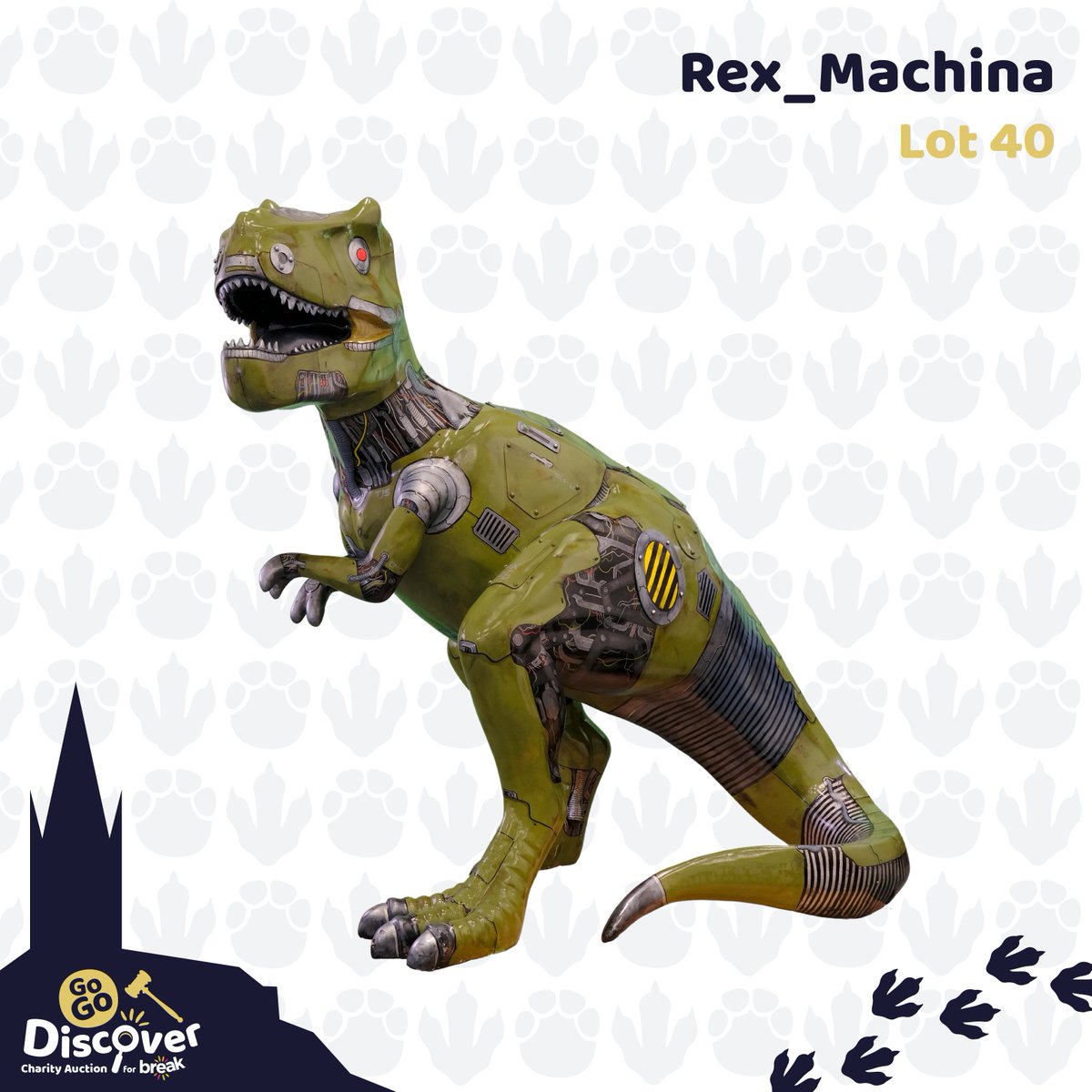 GoGo_Trails's tweet photo. Combining prehistory with the near future, Rex_Machina created by artist Tim Sutcliffe is the space-age battle robot that has raised £4600 for Break_charity 🚀🌜💙 https://t.co/1ClH8pKjrh